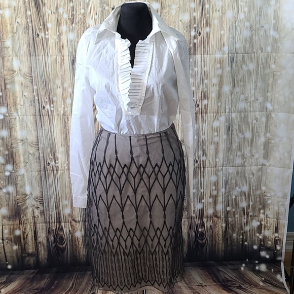 VINTAGE Sportmax embroidery Lace Sheer Midi skirt - Picture 2 of 9